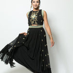 Fusion Designer Black Dress with Embroidery Work - Anvi Couture