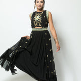 Fusion Designer Black Dress with Embroidery Work - Anvi Couture