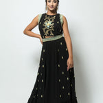 Fusion Designer Black Dress with Embroidery Work - Anvi Couture