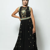 Fusion Designer Black Dress with Embroidery Work - Anvi Couture