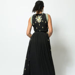 Fusion Designer Black Dress with Embroidery Work - Anvi Couture