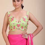 Green Floral Embroidered Lehenga Blouse full