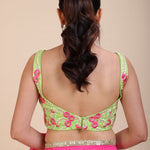 Green Floral Embroidered Lehenga Blouse back