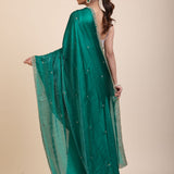 Green Jimmy Choo Saree With Embroidered Work Back

