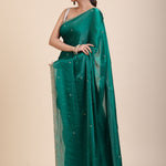 Green Jimmy Choo Saree With Embroidered Work Front

