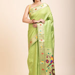 Green Muniya Paithani Silk Saree - Anvi Couture