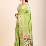 Green Muniya Paithani Silk Saree - Anvi Couture
