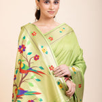 Green Muniya Paithani Silk Saree - Anvi Couture