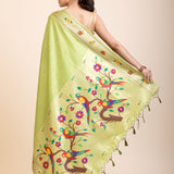 Green Muniya Paithani Silk Saree - Anvi Couture