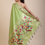 Green Muniya Paithani Silk Saree  Back
