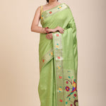 Green Muniya Paithani Silk Saree  Full
