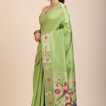Green Muniya Paithani Silk Saree Front
