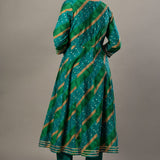 Green Printed Anarkali Kurti Set with Dupatta - Anvi Couture