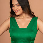 Green Scoop  V Neck Sleeveless Blouse full