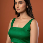 Green Square Neck Sleeveless Blouse Side