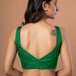 Green Square Neck Sleeveless Blouse - Anvi Couture