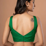 Green Square Neck Sleeveless Blouse - Anvi Couture