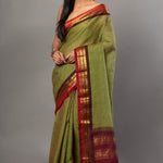 Green and Maroon Pure Cotton Gadwal Saree Full
