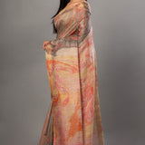 Gray Digital Printed Cotton Silk Saree - Anvi Couture