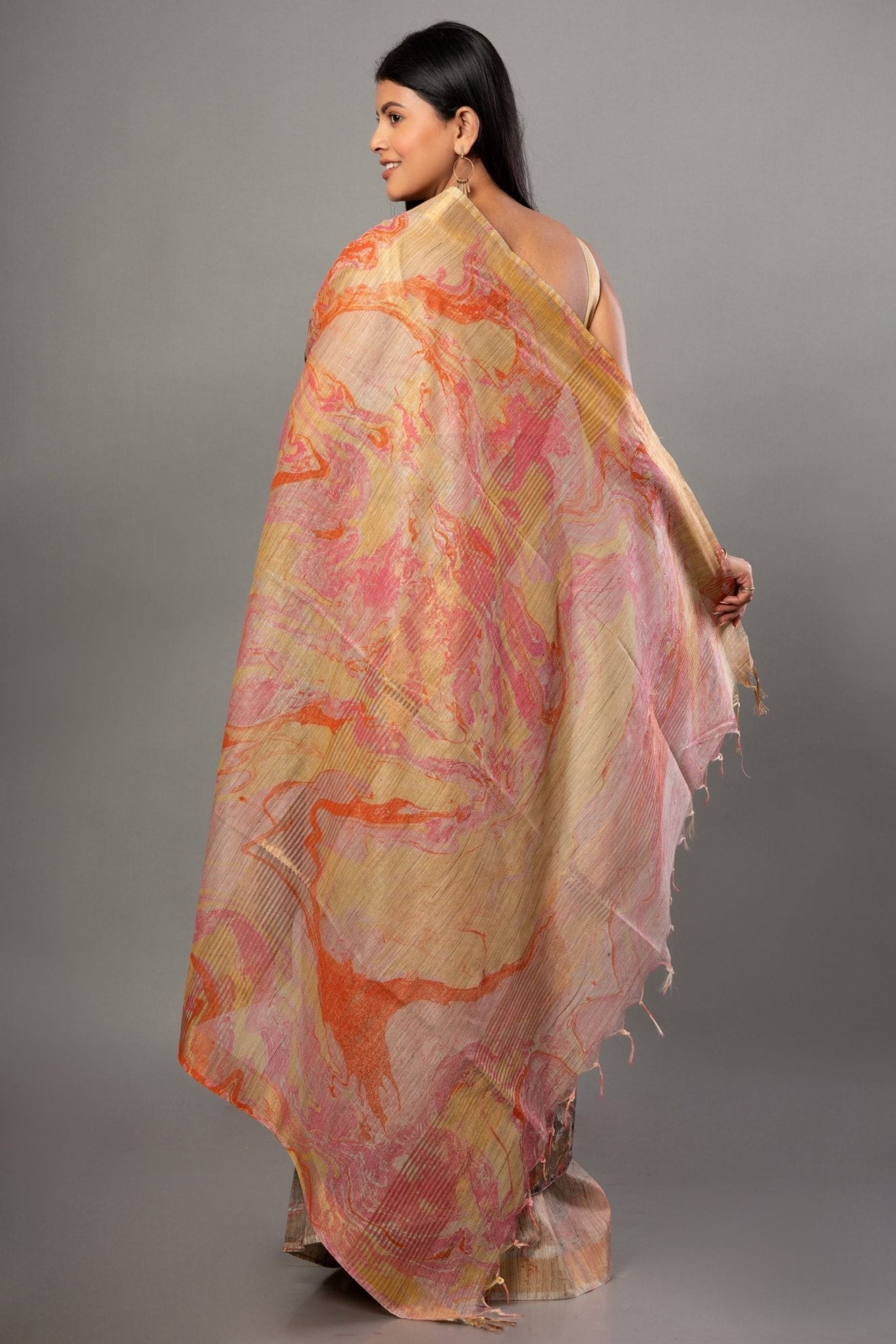 Gray Digital Printed Cotton Silk Saree - Anvi Couture