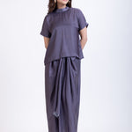 Grey  Drape Skirt Co-Ord Set full