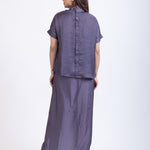 Grey  Drape Skirt Co-Ord Set back