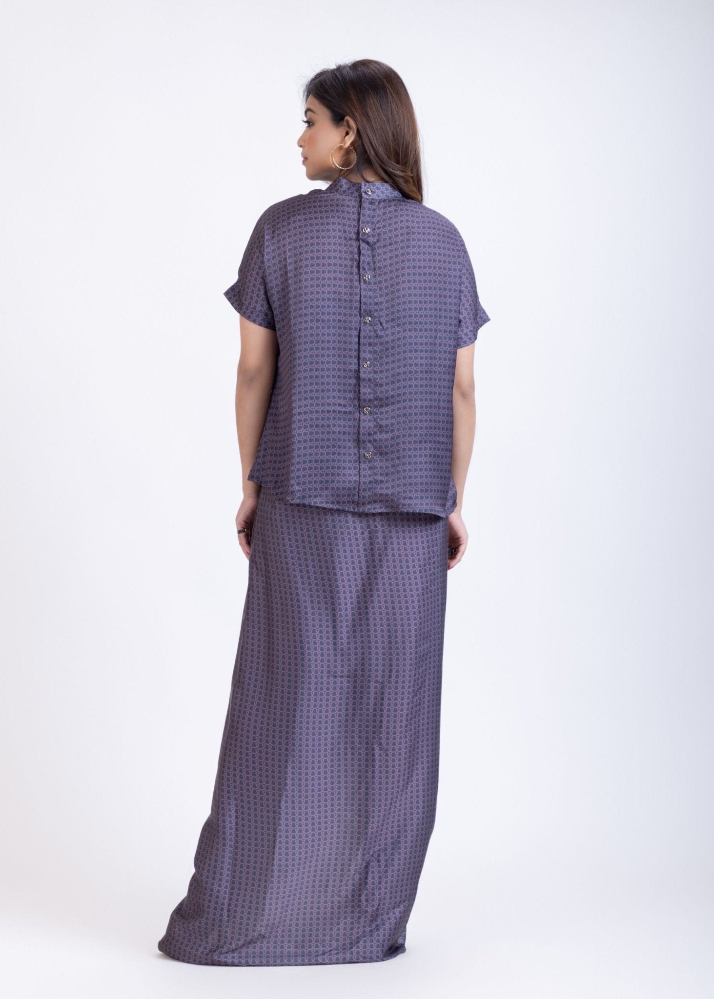 Grey Drape Skirt Co-Ord Set - Anvi Couture