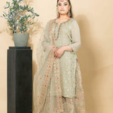 Grey Embroidered Kurta and Skirt Set with Zardozi Work - Anvi Couture