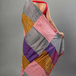 Gray Multicolored Pure Cotton Gamcha Saree - Anvi Couture