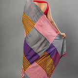 Gray Multicolored Pure Cotton Gamcha Saree - Anvi Couture