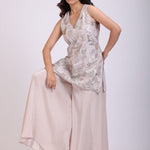 Grey Sharara Set With Lace Work front