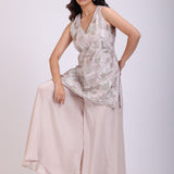 Grey Sharara Set With Lace Work front