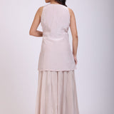 Grey Sharara Set With Lace Work back