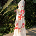 Ivory Floral Printed Saree Adorned with Hand - Embroidered Cut Dana Detailing - Anvi Couture