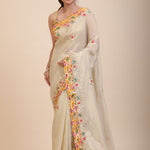 Ivory Gold Tissue Gota Patti Saree - Anvi Couture