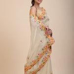 Ivory Gold Tissue Gota Patti Saree - Anvi Couture