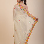 Ivory Gold Tissue Gota Patti Saree - Anvi Couture