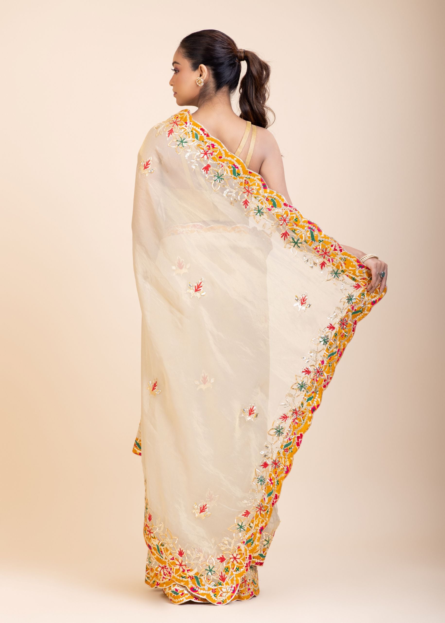Ivory Gold Tissue Gota Patti Saree
back