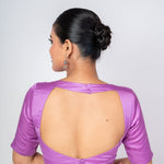 Modern Lavender Broad Square Neck Blouse with Backless design in premium silk 