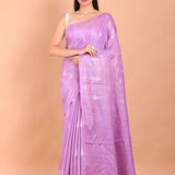 Lavender Color Handloom Silk Saree full