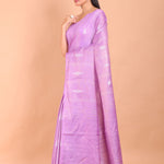 Lavender Color Handloom Silk Saree front