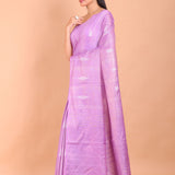 Lavender Color Handloom Silk Saree front