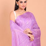 Lavender Color Handloom Silk Saree close up