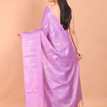 Lavender Color Handloom Silk Saree back