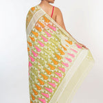 Lemon Green Handloom Jamdani Saree - Anvi Couture