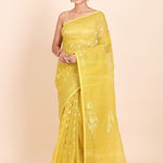 Lemon Yellow Pure Bangladeshi Dhakai Jamdani Saree - Anvi Couture