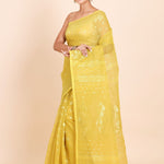 Lemon Yellow Pure Bangladeshi Dhakai Jamdani Saree - Anvi Couture
