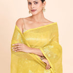 Lemon Yellow Pure Bangladeshi Dhakai Jamdani Saree - Anvi Couture
