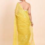 Lemon Yellow Pure Bangladeshi Dhakai Jamdani Saree - Anvi Couture