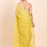 Lemon Yellow Pure Bangladeshi Dhakai Jamdani Saree - Anvi Couture